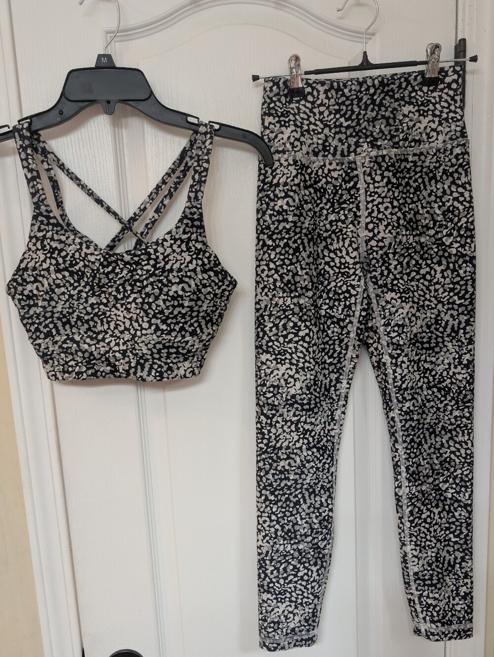 Balance Collection Black & Gray Printed High-Waist Leggings &  Sports Bra Set